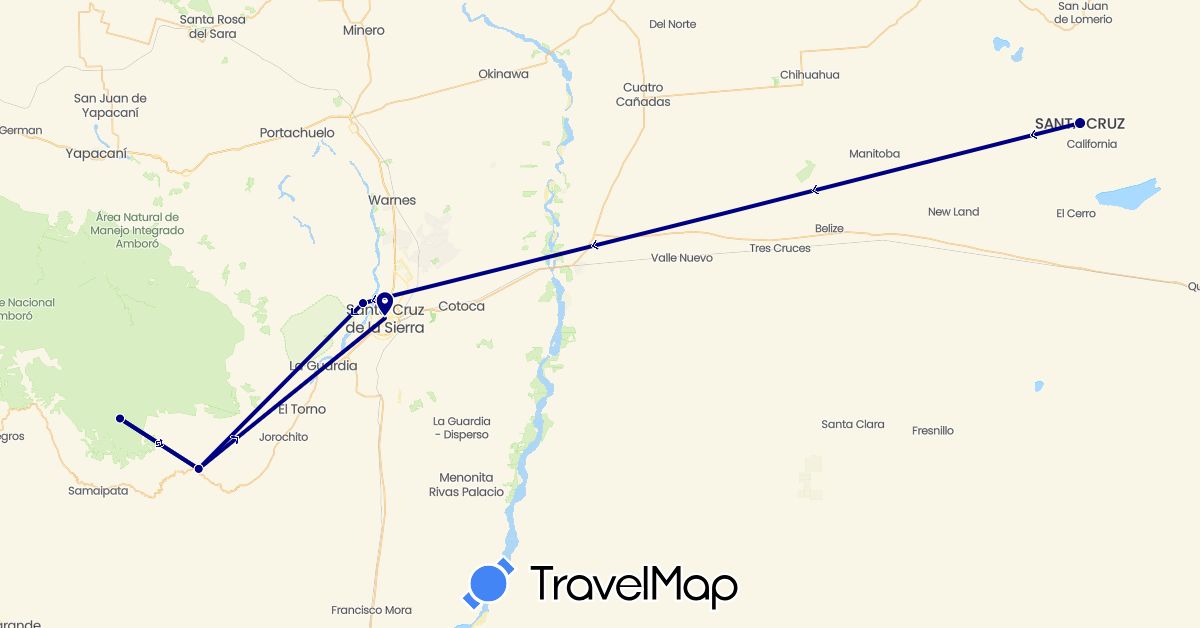 TravelMap itinerary: driving in Bolivia (South America)